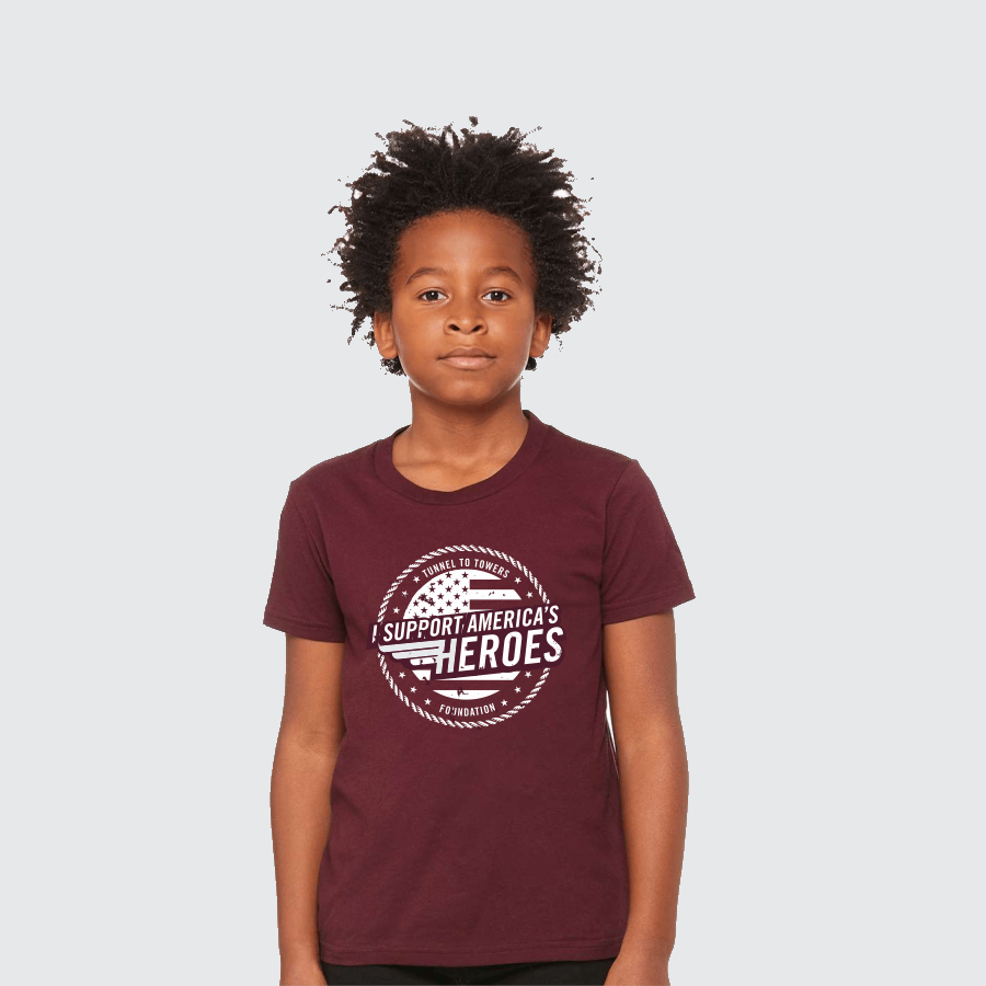 I Support America's Heroes Tee - YOUTH (Maroon)