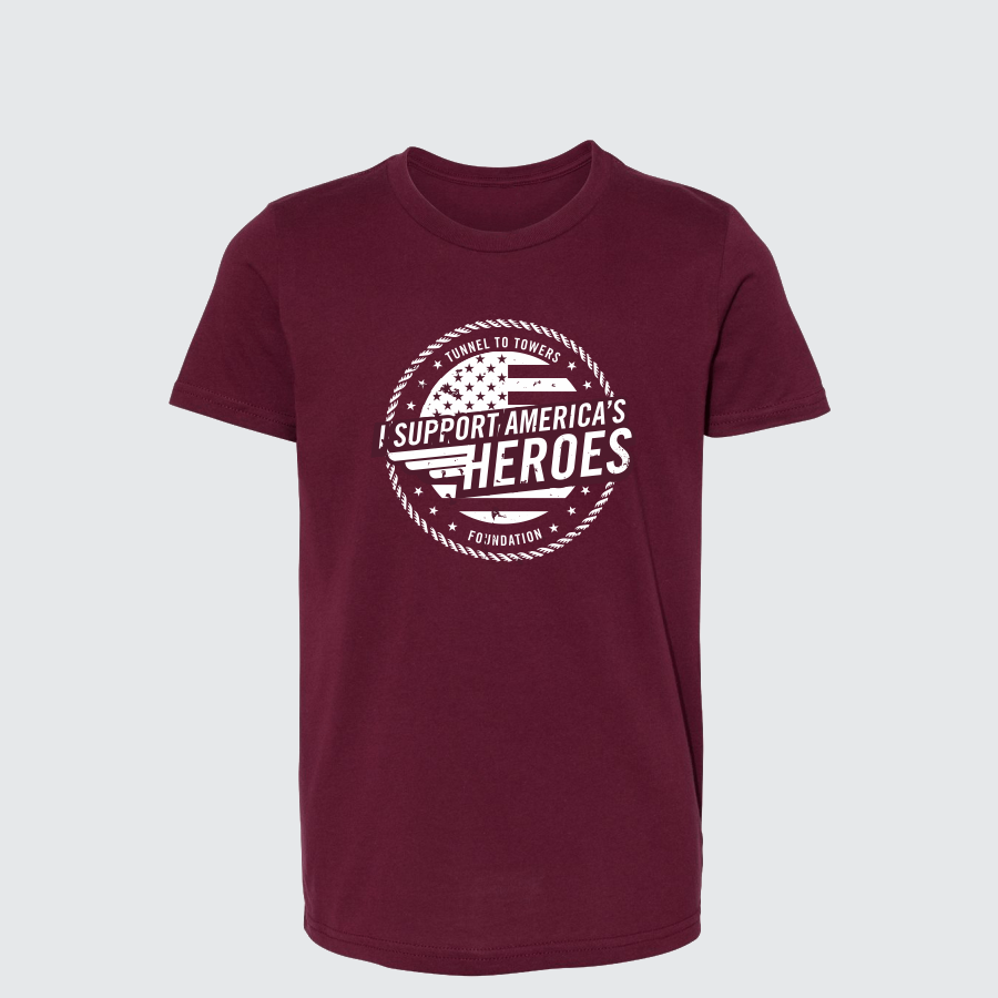 I Support America's Heroes Tee - Youth (Maroon)