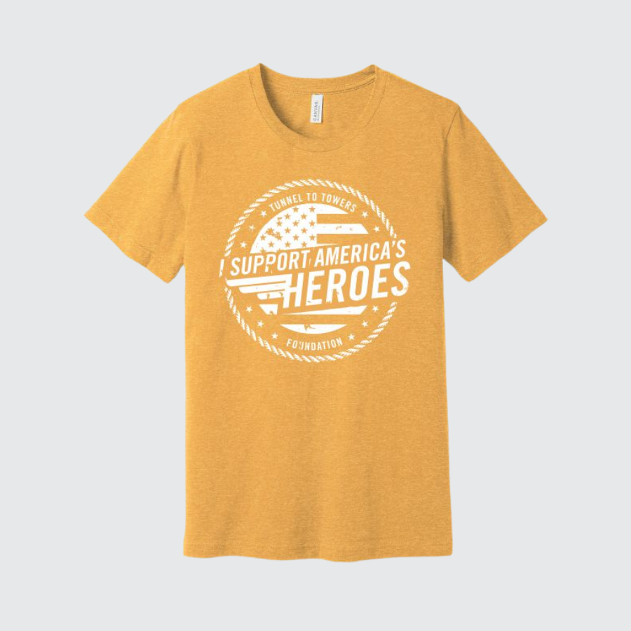 I Support America’s Heroes Tee (Heathered Gold)