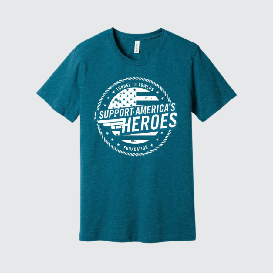 I Support America’s Heroes Tee (Heathered Teal)