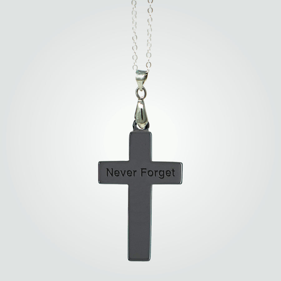T2T Thin GOLD Line Cross Necklace – (Black Ceramic)