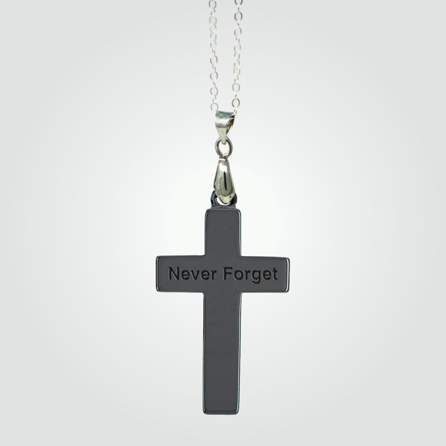 T2T Thin RED Line Cross Necklace – (Black Ceramic)