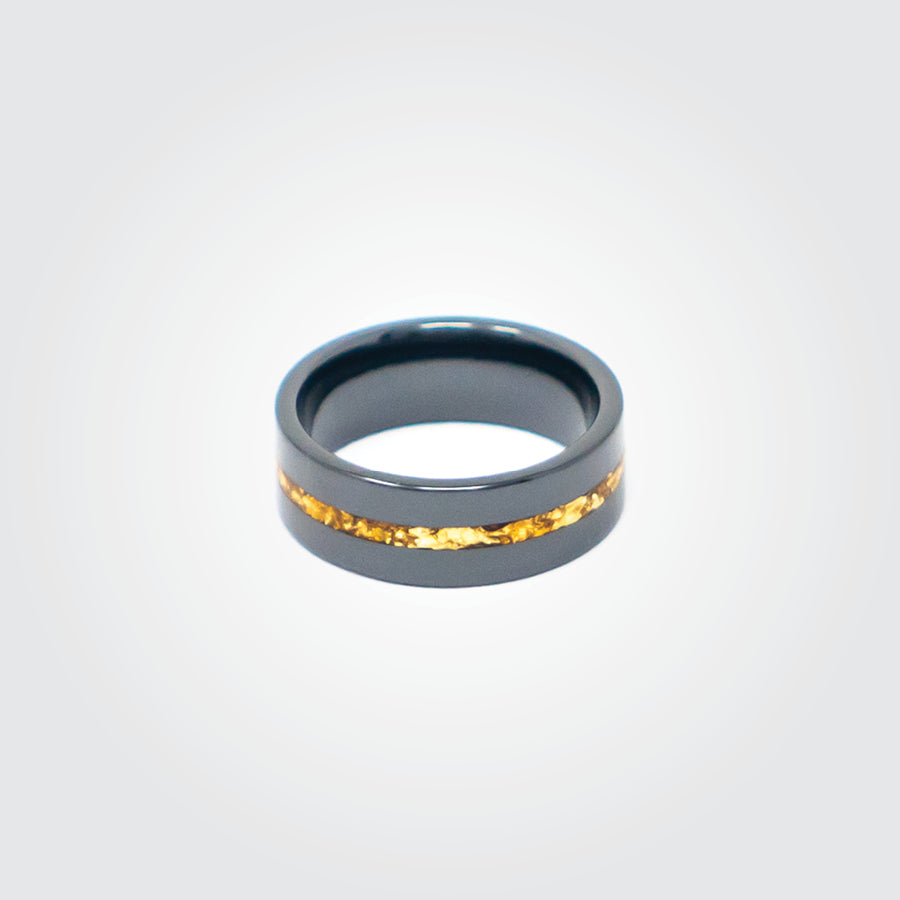 T2T Thin GOLD Line Ring – (8mm Black Ceramic) - SEE SIZING NOTE