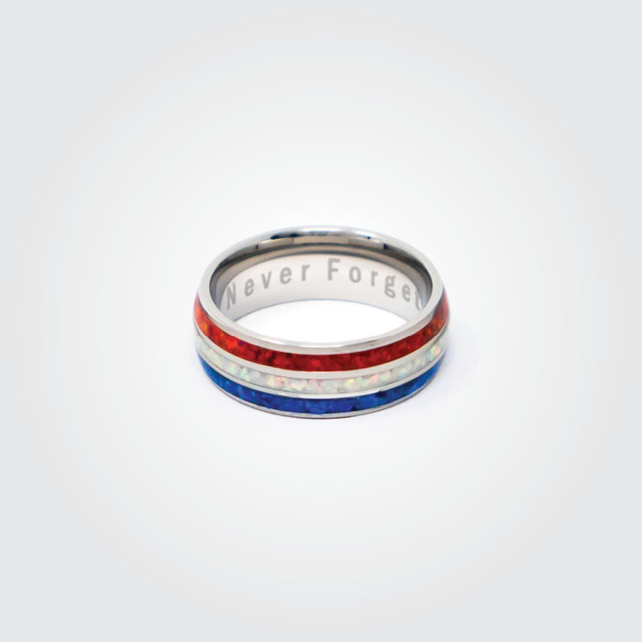 T2T Patriot Ring – (8mm Stainless R/W/B) - SEE SIZING NOTE