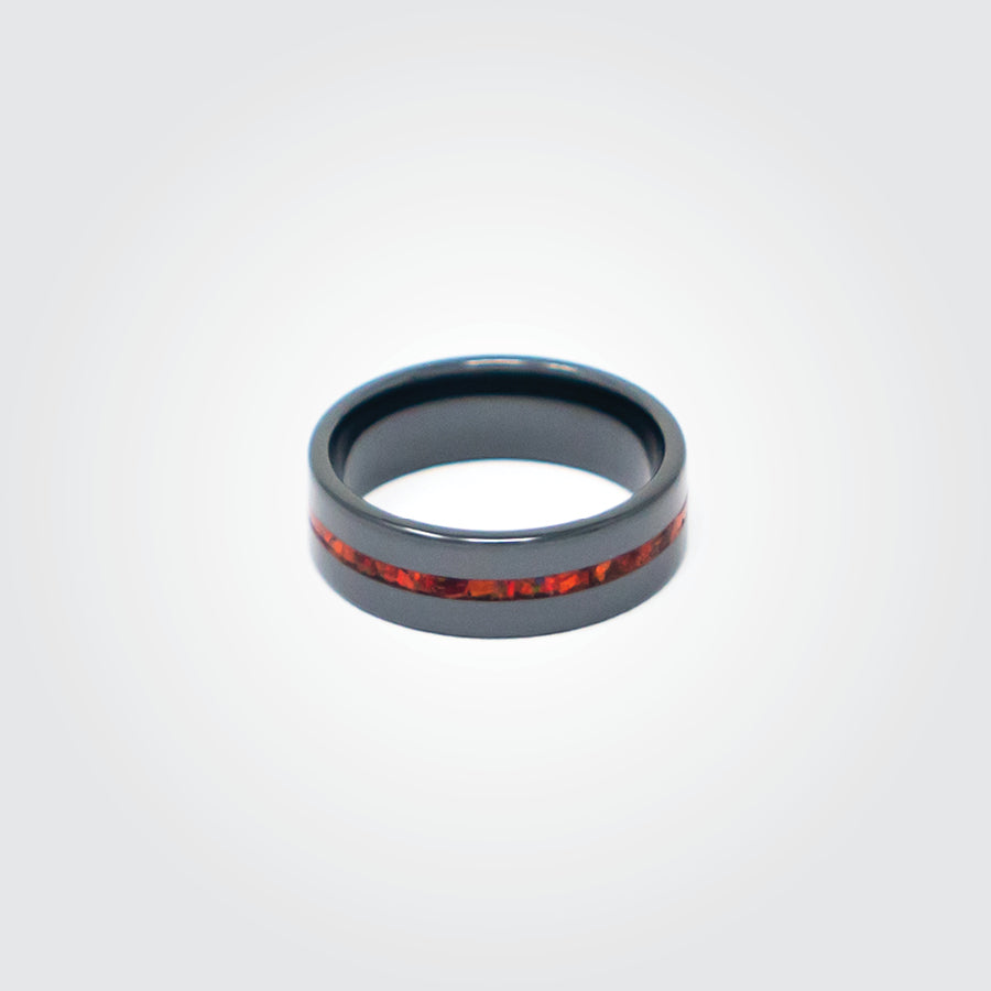 T2T Thin RED Line Ring – (8mm Black Ceramic) - SEE SIZING NOTE